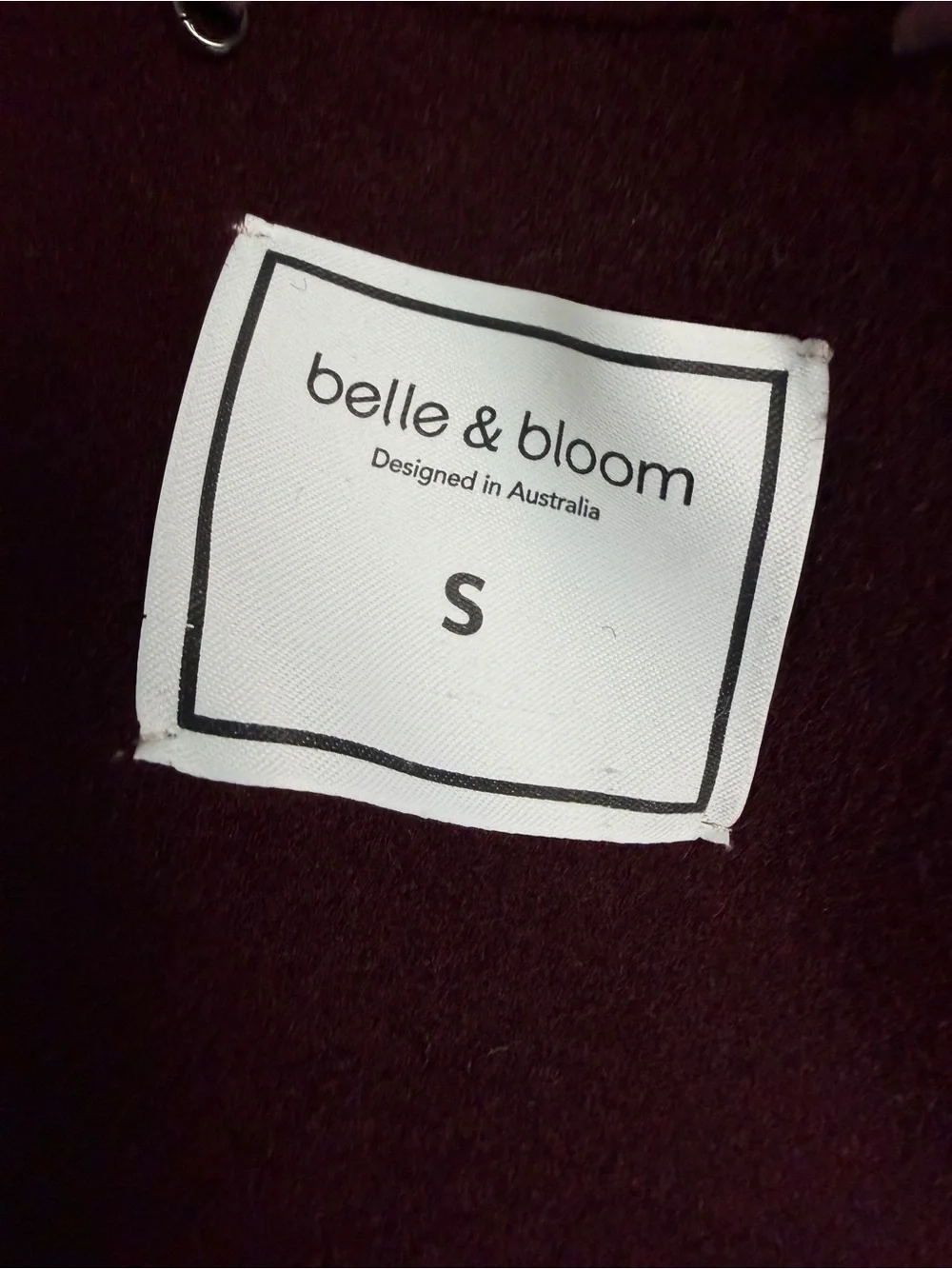 Belle & Bloom I'm Yours Wool Blend Peacoat Burgundy Small
